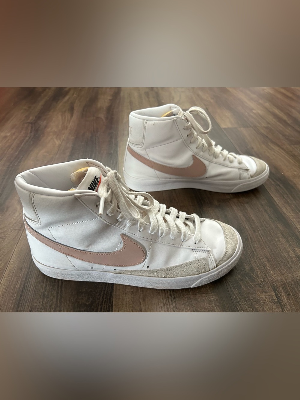 Nike Blazer Mid '77 Shoes Womens Size 10 White Pink Leather Sneakers CZ1055-118 - Picture 4 of 14